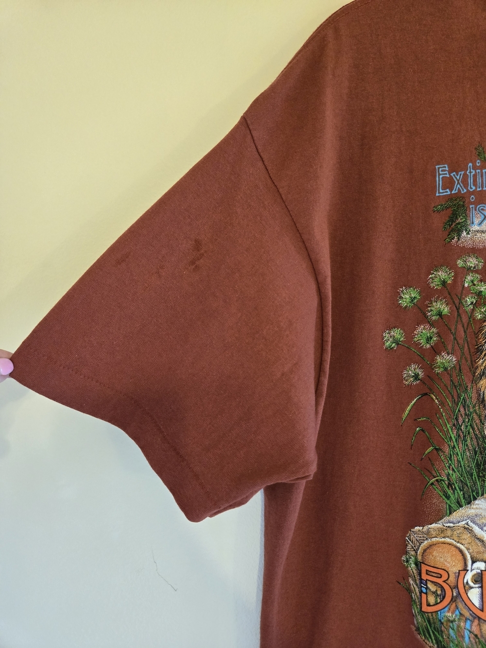 Busch Gardens Lion Graphic Tee - Rust Short Sleeve 23x29 "Extinction Is Forever" - Picture 13 of 13